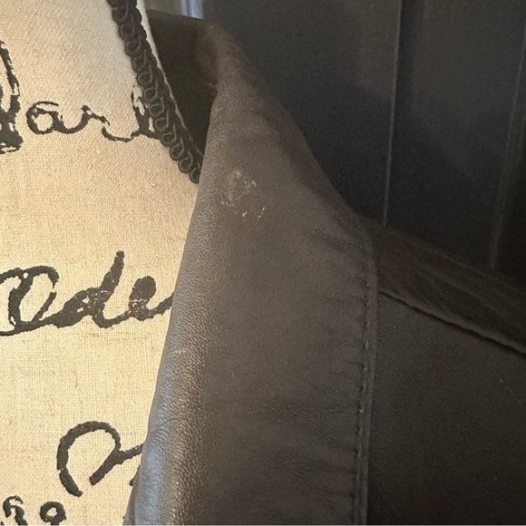 JACLYN SMITH BROWN  SOFT LEATHER JACKET, SCALLOPED TRIM ON POCKETS,  WOMEN'S 16 - Picture 5 of 11